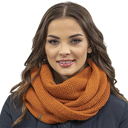 VIVISENCE Loop Schal Strick Zweimal Gefaltet Ideal Wärm Für Wintertage 7103, Orange,Einheitsgröße
