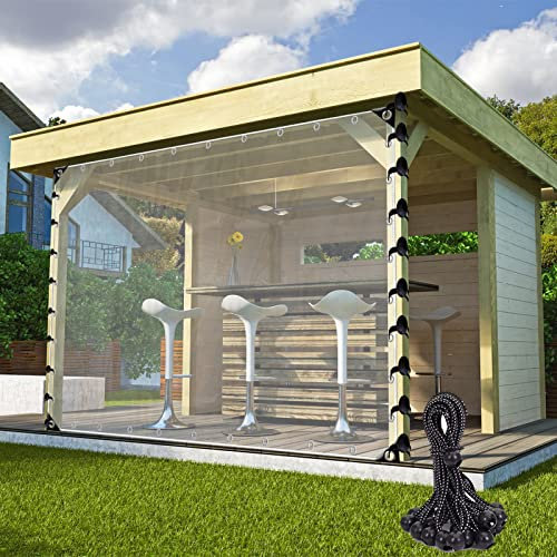 LGJEGD Gazebo Vorhänge wasserdicht, 0,5 mm dicken PVC klar Plane mit Ösen for Carport Seitenwände, 60 Größen (Color : Clear, Size : 7.22x8.2'/2.2x2.5m)