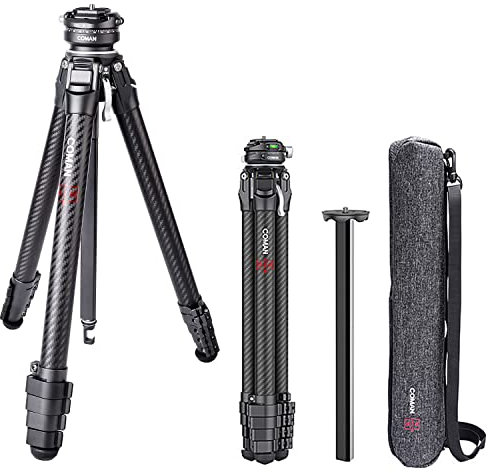 COMAN Professional Camera Tripod Zero F38, 62 Lightweight Carbon Fiber Tripod with 360 Degree Panorama Ball Head and Quick Release for DSLR Camera, Video Camcorder