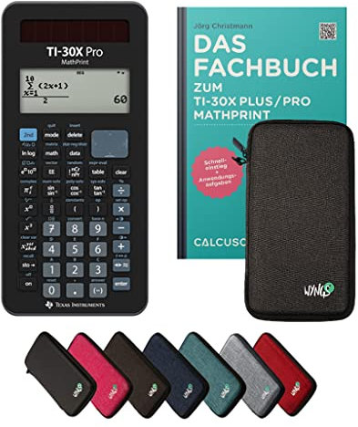 TI-30X Pro MathPrint inkl. Schutztasche Dunkelgrau & Fachbuch (132 Seiten, DIN A5) – Wissenschaftlicher Rechner – Smart Set