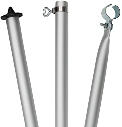 1 STÜCK - Aluminium Zeltstange - mit Fuß und Klemme - teleskopierbar 210-290cm - Ø28-25mm - 3 Teile leicht stabil Ersatz Gestänge für Zelt Vorzelt Camping Teleskopstange Aufstellstange Sturmstange