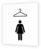 DECOHO - Pictogramme Vestiaires Femmes - Panneau signalétique PMMA - Noir, carré - 9x9 cm, modèle PL9_VF - Blanc