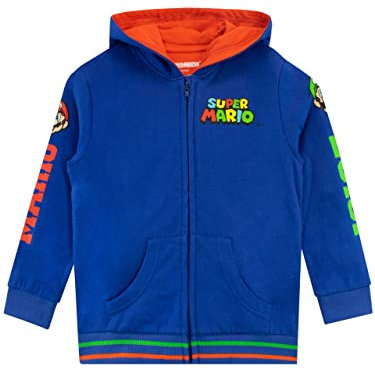 Super Mario Pullover Jungen | Luigi Zipper Hoodie | Kapuzenpullover für Kinder | Gaming Kaputzenpullis für Jungs Mehrfarbig 116