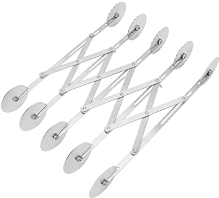 5 Wheel Pastry Cutter Stainless Steel Retractable Pastry Cutter Roller Expandable Pizza Slicer Multi-Round Pastry Knife Baking Cutter Roller Dough Cutter Divider