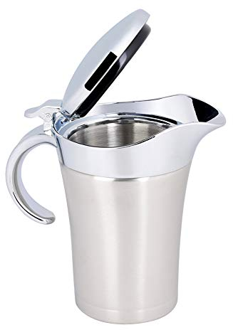Pentola per Salse Isolata, Salsiera a Doppio Isolamento in Acciaio Inossidabile 304 con Coperchio a Cerniera Salsiera Termica a Doppia Parete Pentola per Salse per Sugo, Ketchup, (Grande 750ml)