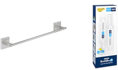 GROHE Start Cube - Badetuchhalter (verdeckte Befestigung, Material: Metall), supersteel, 40987DC0 + Kleber- Set für BadAccessoires