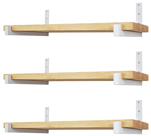 6 Pcs Heavy Duty Shelf Bracket with Lip Iron Metal Wall Mounted Industrial Floating Shelf Brackets Support for DIY Storage Space (300mm/12) White