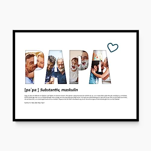 codiarts. Poster XL-Grußkarte personalisiert, mit deinen Fotos und Definition, DIN A4 Klappkarte, inkl. Umschlag, optional mit Rahmen, Fotogeschenk personalisierbar (002 PAPA)