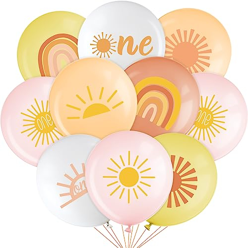 Faccito 63 Stück Geburtstag Latex Luftballons Sonne Ballons Boho Sonne Regenbogen Luftballons Party Dekorationen Halbe Sonne Sonnenschein Luftballons für Geburtstag Babyparty Dekoration Zubehör