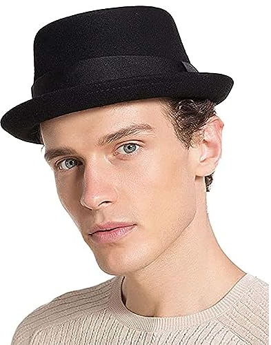 HIMESPORT Pork Pie Hut Breaking Bad Hüte Porkpie Hüte Wollfilz Heisenberg Hut Herren Krempe Hüte Fedora, Schwarz, large