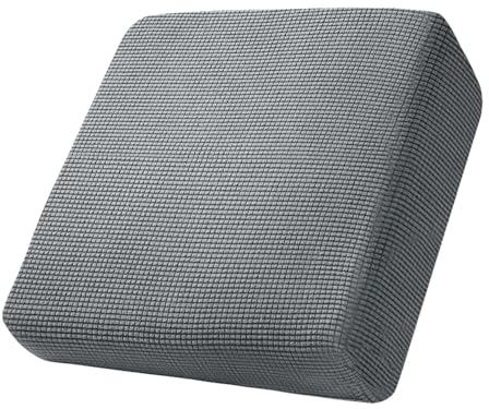 wiipara Sofa Sitzkissenbezug Stretch Kissenbezüge Sitzkissenschutz, Elastischer Sofabezug Sofa Überzug L Form Husse Bezug für Sofa Sitzkissen, Sofaüberwurf Rutschfest Tartan Stoff (1 Sitzer, Hellgrau)