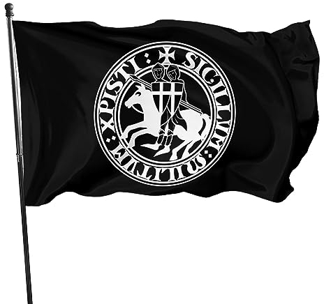 NIBABAEU Bannière décorative de 90 x 150 cm, deux templiers vikings, chevaliers, croisés, décoration de jardin