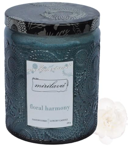 mirilavu floral harmony Duftkerze im Glas | Kerze aus Sojawachs 200g | 40 Stunden Brenndauer | Aromatherapie Duft | Kerze für Entspannung | Duftkerze zum Verschenken | Deko Kerze | 200g