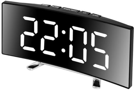 iSpchen Réveil numérique avec Grand écran LED - Réveil de Voyage - Fonction Snooze - Contrôle de la lumière - Réveil Intelligent - pour Chambre à Coucher, Salon