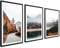 ag.art deco Natur Landschaft 3er Poster Set | 3 Stück 50x70cm MIT RAHMEN schwarz | Waldstraße Berge See Wald Braun Gold