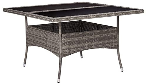 Gecheer Garten-Esstisch Balkontisch Tisch Mit UV-Witterungsbeständigem,Gartentische Gartenmöbel Beistelltische Glastisch Terrassentisch 120 x 120 x 75 cm,Gehärtetes Glas Tischplatte,Grau