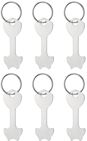 PATIKIL Einkaufswagen-Chip-Schlüsselanhänger, 6er Pack 2,4 Zoll Edelstahl Wagenentferner Entriegelungsschlüsselanhänger für Einkaufswagen, Silberton