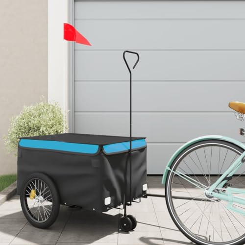 ShGaxin Fahrradanhänger Schwarz und Blau 30 kg Eisen, Fahrrad Anhänger, Lastenanhänger, Handwagen, Fahrrad-lastenanhänger, Lastenfahrrad - 94100
