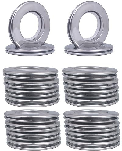 Stainless Steel Curtain Eyelet Rings, Inner Diameter Metal curtain Rings with Eyelets 1-9/16(40mm) Roman Ring Curtain spacers Grommet For Bathroom Window,Set of 20 (20-pack Silver)
