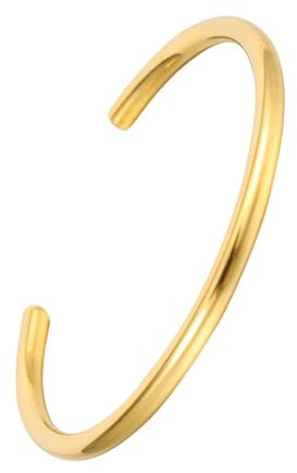 MILAKOO 4mm niedlich Gold Manschette Armband für Frauen Mom Geschenk Einstellbar Minimalist Handgelenk Manschette Nicht Anlaufen