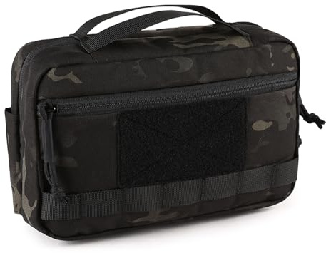 Taktischer Kulturbeutel für Herren, Hygienetasche, EDC Militärwerkzeug, Molle Beutel, Camping Kulturtaschen, Kosmetiktasche Doppelter Reißverschlussöffnung, Make-up Taschen & Etuis(Dark)