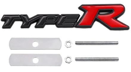 Aqxyju 3D Metall Typ R Logo Frontgrill Abzeichen Heckkoffer Emblem Aufkleber Aufkleber Typer Autozubehör(Grill Black Red 2)