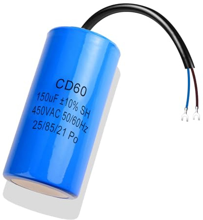 Iruihoo CD60 AC 450V 150uf 50/60HZ Kondensator, Starterkondensator, elektrischer Kondensator, Motorlaufkondensator mit Kabel, für Kühlschrank, Motor, Pumpe, Generator