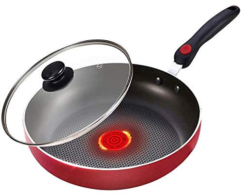 OQHAIR Sartén Antiadherente de Hierro Fundido, Tortilla frita Gruesa, salteado de Hierro de Cerdo, Cocina de inducción sin Recubrimiento de Gas de 26cm