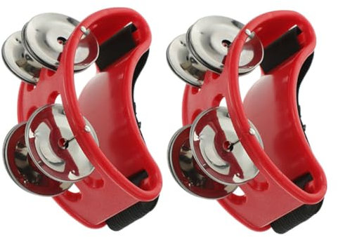 JEWEDECO 2stücke Fuß-tamburine Mit Glocken Musikinstrument Für Percussion-performances Für Musikunterricht Und Auftritte Langlebig Und Einfach Zu Bedienen