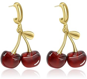 Yifnny Kirschen-Ohrringe, Ohrringe baumeln Niedliche Ohrringe Frucht-Ohrringe Rote Frucht Ohrringe Rote Kirsche-Schmuckstücke Mode Party-Schmuck Geburtstagsgeschenk für Damen (Rot)