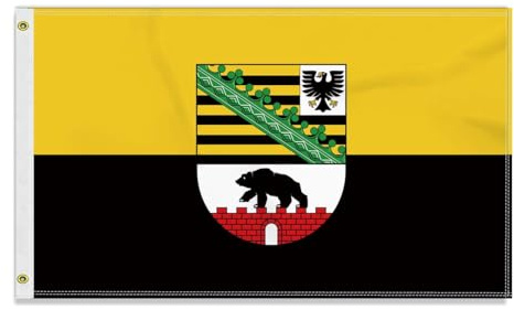 Große 90×150 CM Sachsen-Anhalt Flagge,großes 150D Deutsche Bundesland Freundschafts banner, Deutschlandfahne Doube-Seitendruck Dekor Messingösen large Saxony Anhalt_