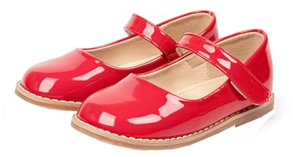 Scarpe Principessa Bambina Scarpe Bambina Cerimonia Scarpe Bambina Pelle Verniciata Suola Antiscivolo Scarpe da Danza Bambina Scarpe Eleganti Bambina per Cerimonia Festa (Red, 26 Toddler)