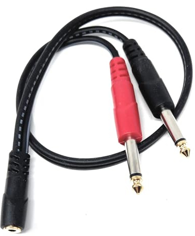 20cm 3.5mm Stereo Female to Dual 6.35mm (1/4) Mono TS Male Y Splitter Cable – Audio Adapter for Guitar Amp, Mixer & More 0.6ft