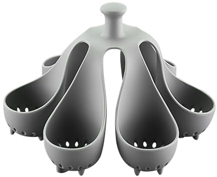 Egg Boiler Rack, Silicone Boiled Egg Stand Holder 6 Eggs Boiling Trays with Drain Hole for Kitchen Camping Gadget