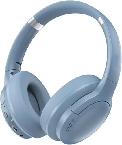 Super Mundo - Auriculares Inalámbricos de Bluetooth 5.3+EDR, ANC Cancelación Activa de Ruido Bluetooth, Sonido Envolvente 3D, Auriculares con Micrófono, 30 Horas de reproducción, Azul