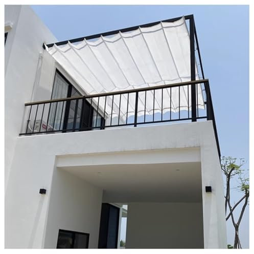 Tenda parasole telescopica retrattile, copertura per pergola, con kit di montaggio, vela bianca per pergola e veranda (larghezza 0,8 x lunghezza 3 m/2,62 x lunghezza 9,25,6 m)