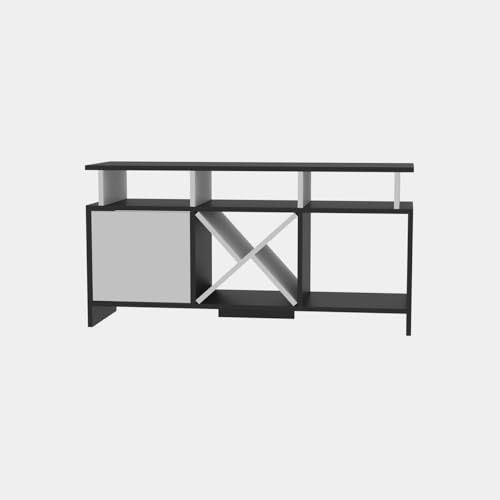 DECOROTIKA Auburn 120 cm Special Design TV Stand with Cabinet and Shelves (Anthracite and White)