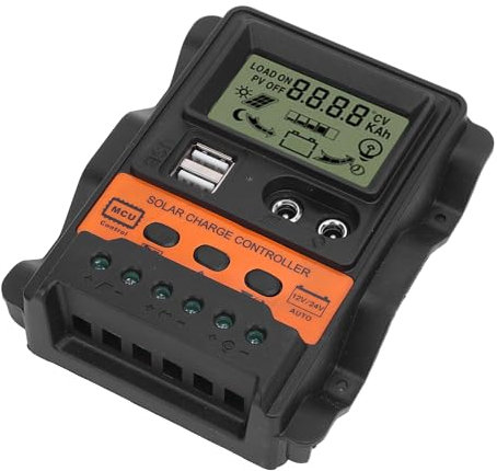 SENECESLI Contrôleur de Chargement Solaire, Fonction de Stockage de Tenue d'alimentation 12V 24V Ajustement Automatique des Ports USB Régulateur de Panneau Solaire pour le Système OFF-Grid (60A)