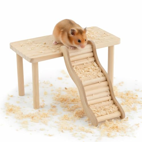 Plataforma de Hámster de Madera con Escalera de Escalada, Marco de Escalada de Hámster, Plataforma de Juego de Madera para hámster, Plataforma de Escalada para Mascotas Pequeñas (M)