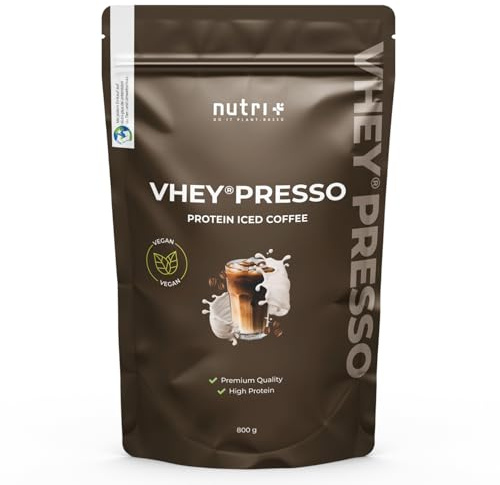 Nutri + Protein Iced Coffee Pumpkin Spice Latte - Vheypresso Eiweiß Kaffee mit Koffein 800 g Pulver ohne Laktose, Whey + Gluten - Proteinkaffee