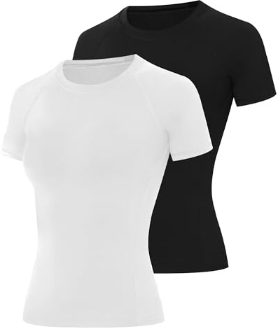 ELIRAVO Kompressionsshirt Damen Kurzarm, Sportshirt mit Raglanärmeln, Atmungsaktives Funktionsshirt Schnell trocknend, Sport T-Shirt für Fitness Gym Laufen Yoga