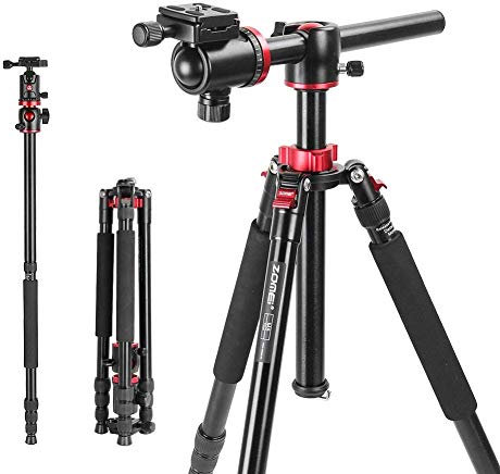 Camera Tripod ZOMEI Travel Tripod 75 Inch Aluminium Alloy Monopod DSLR Tripod with 360 Degree Ball Head