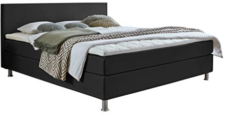 Atlantic Home Collection Edison Boxbett inklusive Rost und Federkernmatratze, Anthrazit-Schwarz, 160 x 200 cm