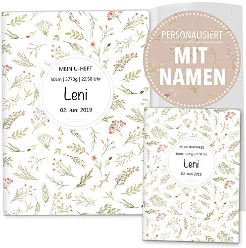 OLGS U-Heft Hüllen 3-teilig Set | Baby Tiere | Hochwertige Hüllen für Kinder Untersuchungsheft & Impfpass | Geschenkidee mit Namen, Geburtsdatum (Uhefthülle Set personalisiert, Muster)