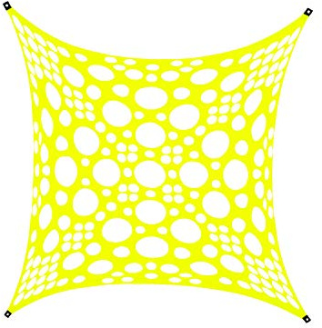 PSYWORK Schwarzlicht Segel Spandex | Mind Space | Gelb | 3 x 3m | UV-aktiv | Leuchtend | Wandtuch Wandbehang Stoff Neon Deko Party Tuch Tapestry Poster PSY Goa