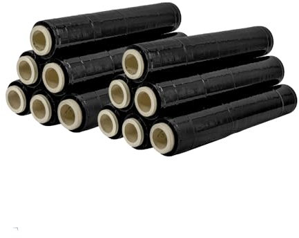 IMBALLAGGI 2000 - Film Estensibile Imballaggio Nera, 12 Rotoli 160Mx30MYx50H cm per Imballaggio Multiuso - Pellicola Imballaggio Extra Resistente, Rotoli Imballaggio per Spedizioni e Trasloco