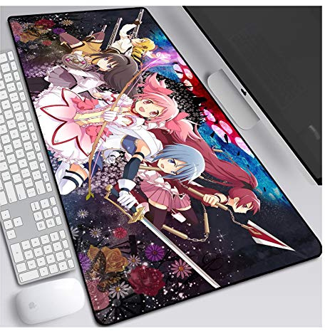 Magical Girl 800x300mm Anime Mouse Pad, Keyboard Mouse Mats, Extended XXL Large Professional Gaming Mouse Mat with 3mm-Thick Rubber Base, for Computer PC,B