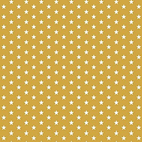 Stoff Meterware Sterne Stars 8 mm - 1 Meter, Deko, Kinder, Winter, Weihnachten, Baumwollstoff, Kinderstoff, Sternestoff, Basteln, Nähen (Ocker)