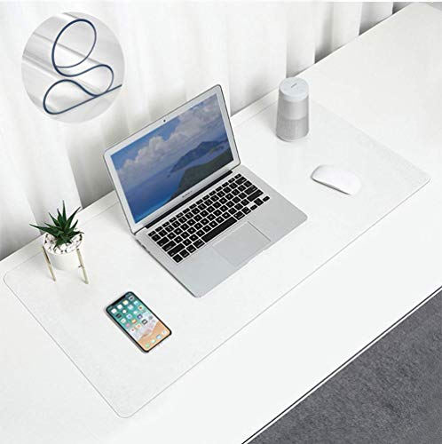 Sous-main de bureau transparent antidérapant et durable - 150 x 60 cm - Imperméable et résistant à la chaleur - Protection de bureau - Bords ronds - 1,5 mm