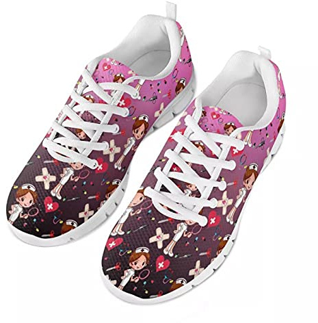 Showudesigns Herren Damen Laufschuhe Atmungsaktiv Turnschuhe Schnürer Sportschuhe Sneaker Cartoon Bär Nurse Bear,